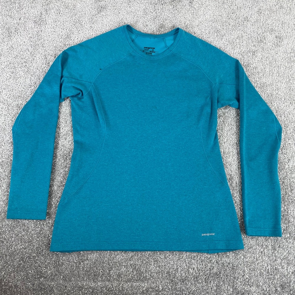 Patagonia Capilene Base Layer Womens Extra Small Midweight Crew Neck Teal Blue